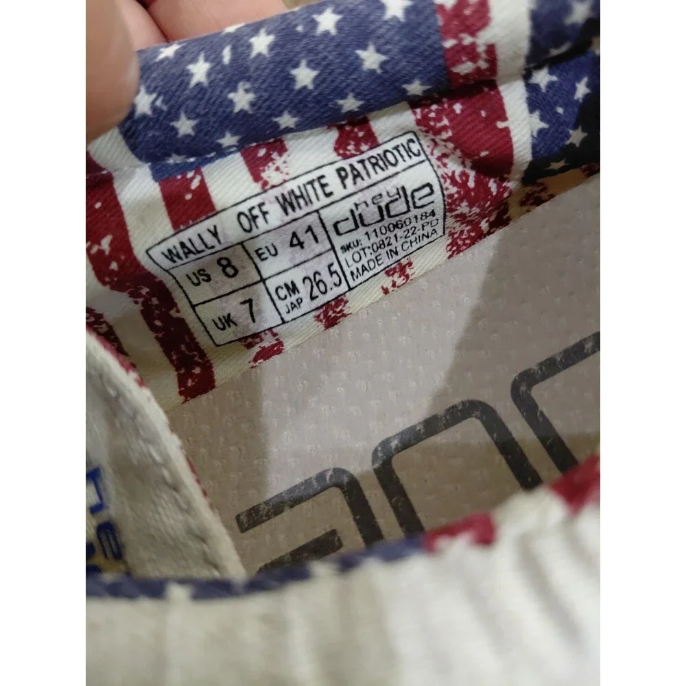 Hey Dude Wally Off White Patriotic Men's Size 8 Loafers Shoes